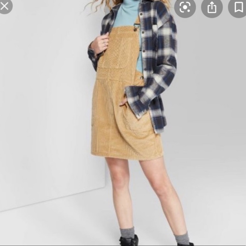 Wild Fable Tan Corduroy Overalls Dress Large